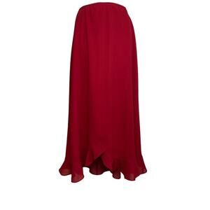 Vintage Another Thyme Romantic Red Ruffle Hem Midi Skirt Women's Size 16